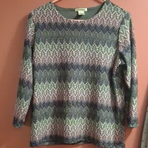 Laura Ashley Multicolor Zigzag Long Sleeve Top
